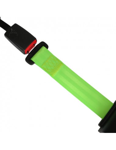 Cinturón de seguridad 2 puntos retráctil enrollable verde fluor