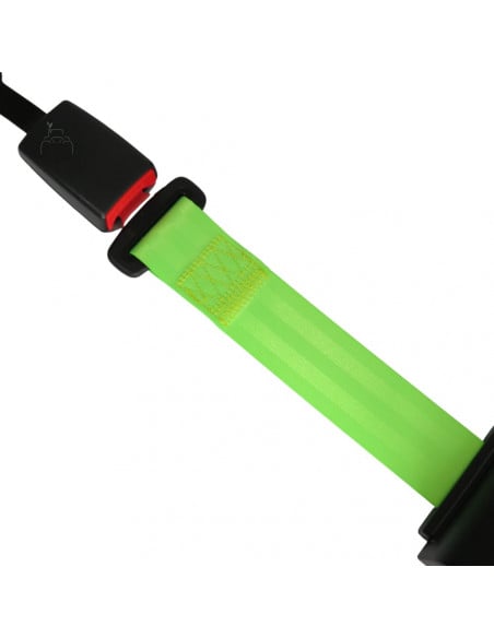 Cinturón de seguridad 2 puntos retráctil enrollable verde fluor