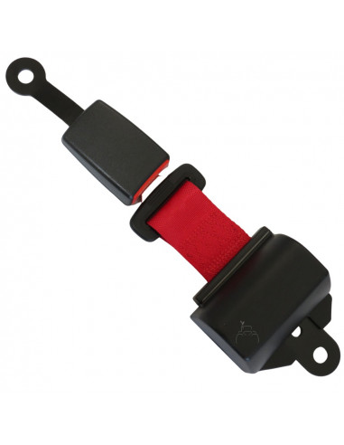 Cinturón de seguridad 2 puntos retráctil enrollable rojo