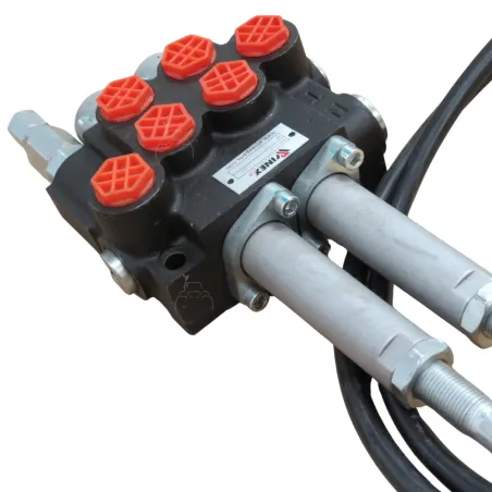 Kit distribuidor hidráulico 3/8" doble efecto 2 sirgas