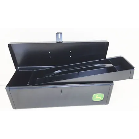 Caja de Herramientas Original Negra para Tractores John Deere con Bandeja Interior