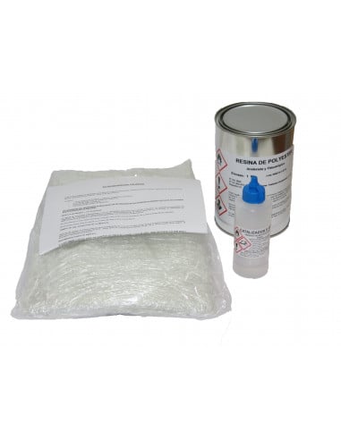Kit  para reparación poliester con fibra de vídrio