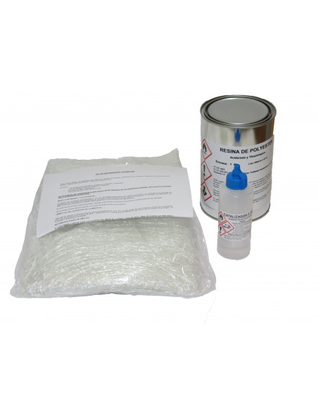 Kit  para reparación poliester con fibra de vídrio