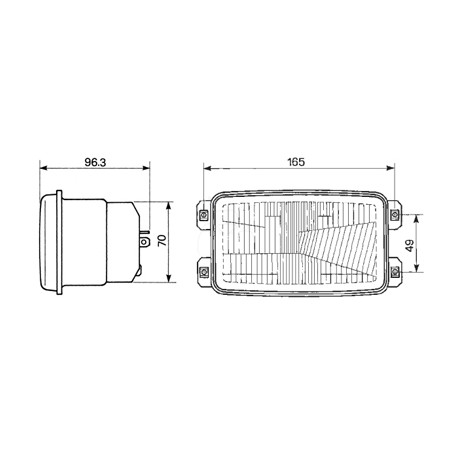 Faro optico delantera - 165 x 49 mm para maquinaria agrícola
