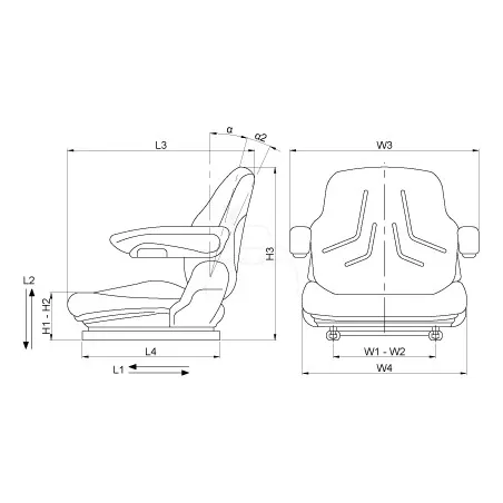 Asiento piel sintética color negro para tractor agrícola