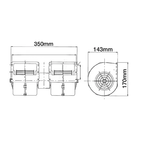Motor del ventilador doble 12 v recambio maquinaria agrícola