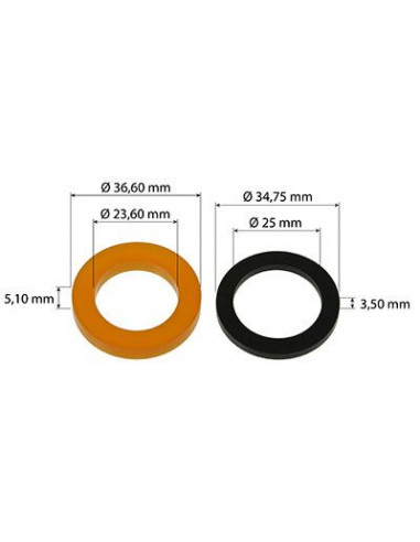 Juego gomas eje flexible barra 25 mm