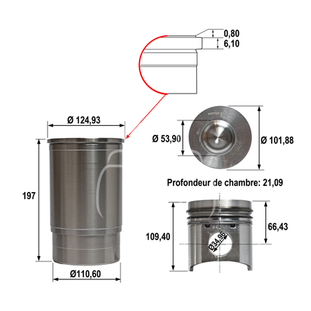 Kit cilindro ø 102 mm para maquinaria agrícola