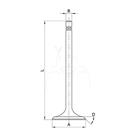 Válvula de escape ø 39.50 x 9.00 mm - l 148.00 mm - 45 °