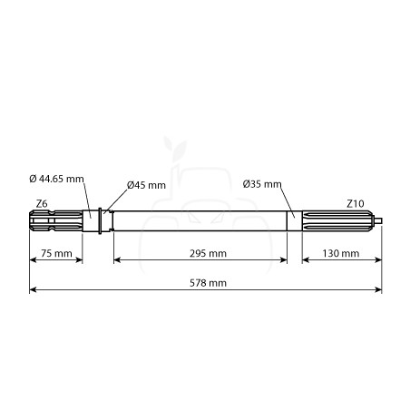 Eje toma de fuerza 1'' 3/8 - z6 - l 580 mm sector agrícola