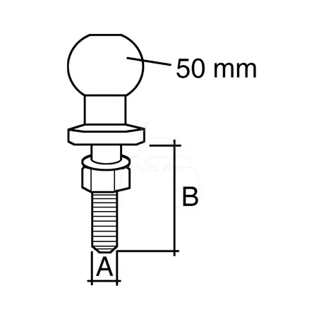 Bola de enganche de remolque ø 25.4 mm - l 70 mm