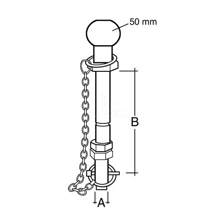 Pasador de enganche de la bola ø 22 mm - l 90 mm