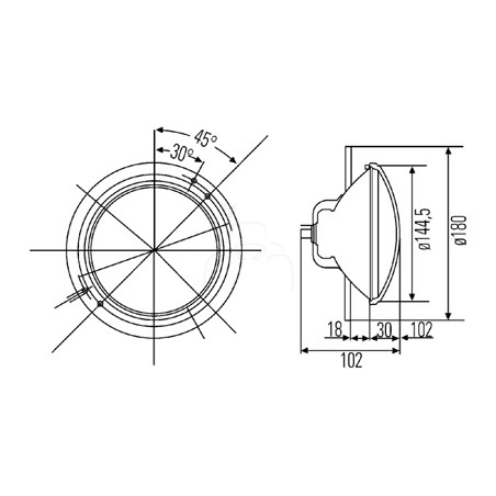 Faro optico delantera - ø 180 mm sector agrícola