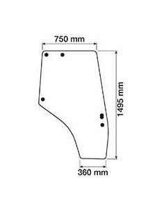 Cristal de Puerta Derecha Tractores Massey Ferguson Series 4200 y 4300
