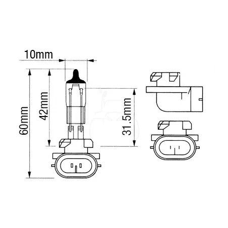 Bombilla halogena con soporte 90º h886 12v 50w h7 (bl. 1pza)
