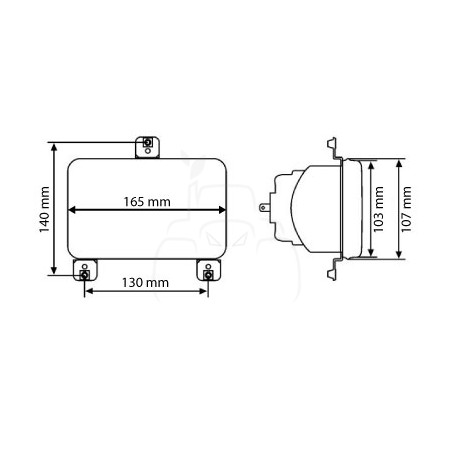 Faro optico delantera - volante a la izq. - 165 x 107 mm