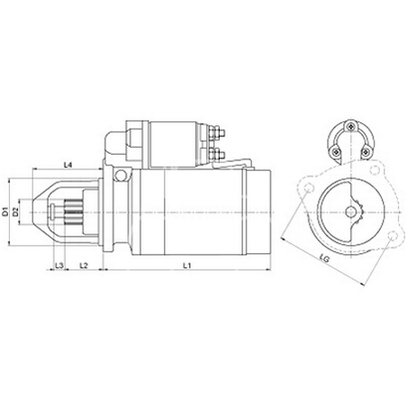 Arrancador con reductor 12 v - 2.6 kw - 9 z sector agrícola
