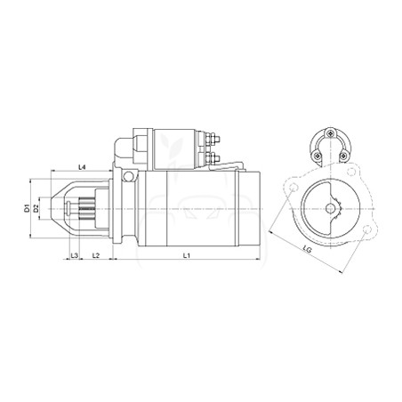 Arrancador con reductor 12 v - 2.6 kw - 9 z sector agrícola