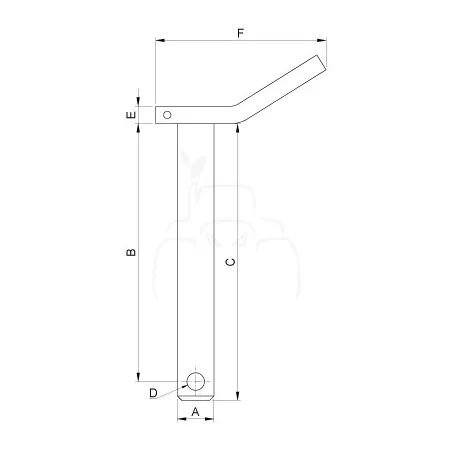 Pasador de enganche ø 22 mm - l 127 mm - mango acodado