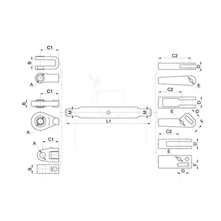 Conjunto caja de nivelación l 510/700 mm - ø 22 x 26.5 mm