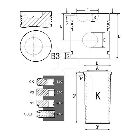 Juego de camisas para pistón