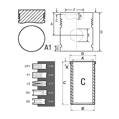Juego de camisas para pistón