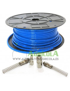 Manguera 25mt aire poliuretano alta calidad 6x8 con juego de enchufes completo