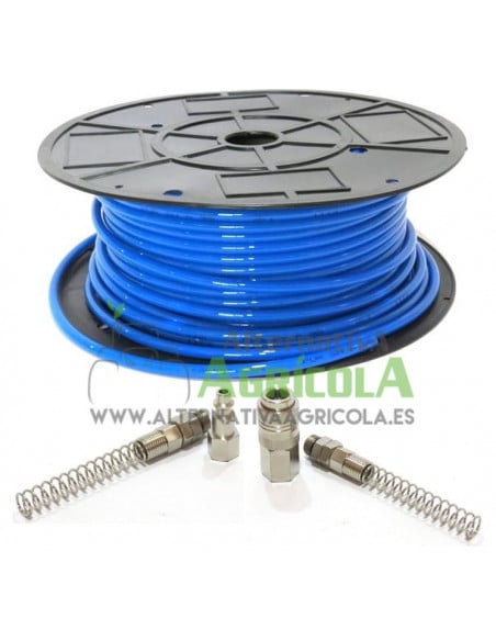 Manguera 25mt aire poliuretano alta calidad 6x8 con juego de enchufes completo