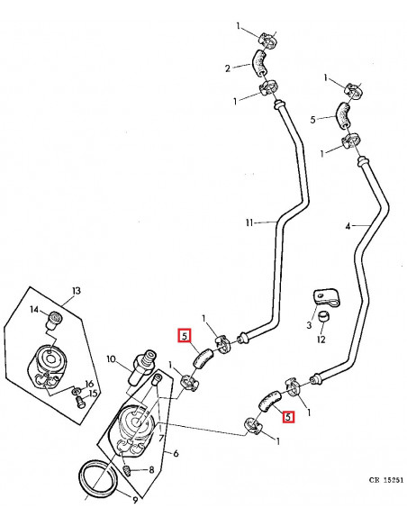 Manguito enfriador aceite motor tractor John Deere Serie 30, 35, 40, 50 varios modelos