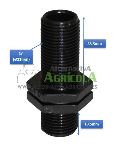 Machon de 1/2" largo de plástico