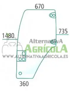 Cristal Puerta Lado Derecha Tractores CNH