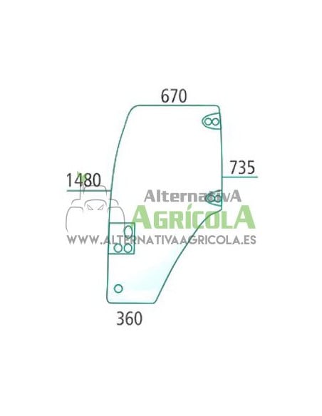 Cristal Puerta Lado Derecha Tractores CNH