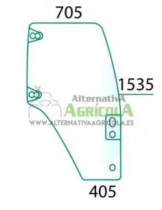 Cristal Puerta Derecha Convexo Grupo CNH 7 Agujeros Tintados