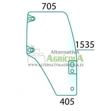 Cristal Puerta Derecha Convexo Grupo CNH 7 Agujeros Tintados
