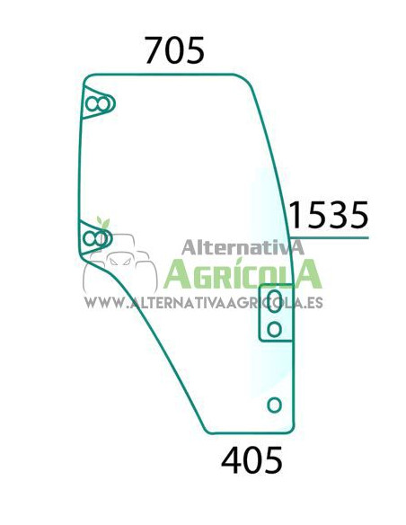 Cristal Puerta Derecha Convexo Grupo CNH 7 Agujeros Tintados