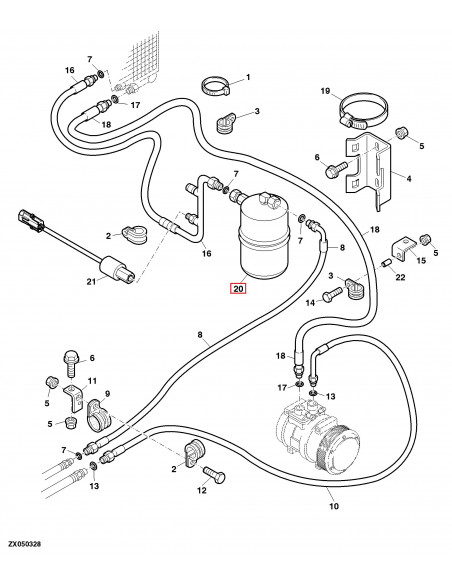 Deshidratador/Secador Con Filtro Tractores John Deere Series 6010 y 7000