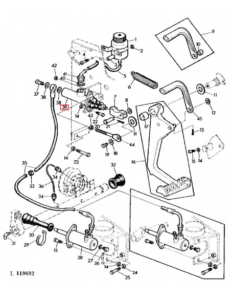 Cilindro Principal de Embrague Tractores John Deere 1640, 2040, 2140, 3040 y 3140