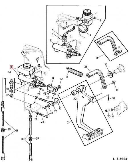 Cilindro de Embrague Principal con Depósito Tractores John Deere AL57619