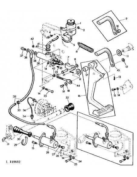 Cilindro Receptor de Embrague Tractores John Deere 1640, 2040, 2140, 3040 y 3140
