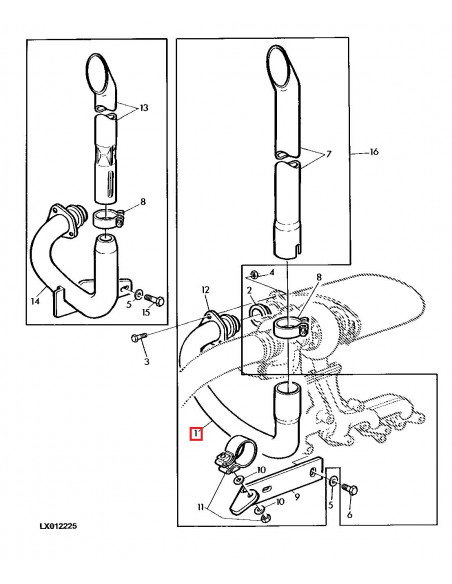 Codo de Escape Tractores John Deere 6200, 6300, 6400, 6500, 6205, 6405, 6110, 6210, 6310, 6410 y 6510