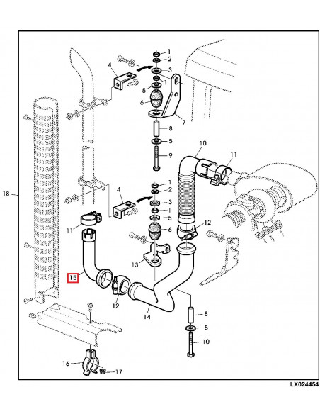 Codo de Escape Tractores John Deere 6100, 6200, 6300, 6400, 6110, 6210, 6310 y 6410