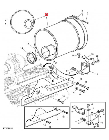 Silencioso de escape Ø 84,2 mm - L 393 mm