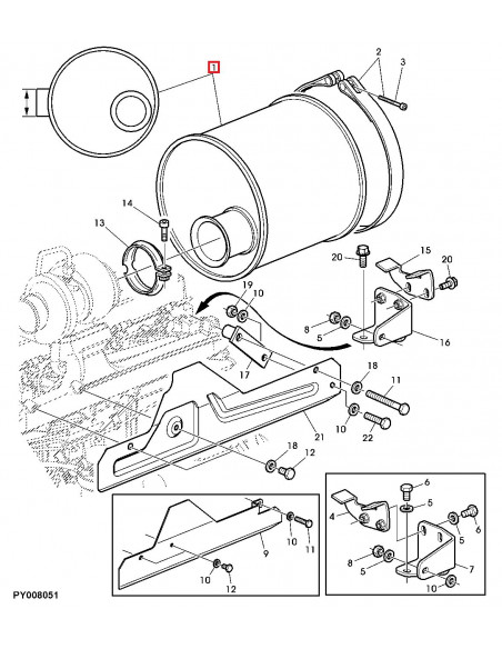 Silencioso de escape Ø 84,2 mm - L 393 mm