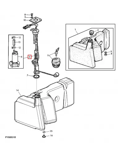 Aforador Eléctrico del Depósito para Tractores John Deere Serie 6000, 6005, 6010 y 6020