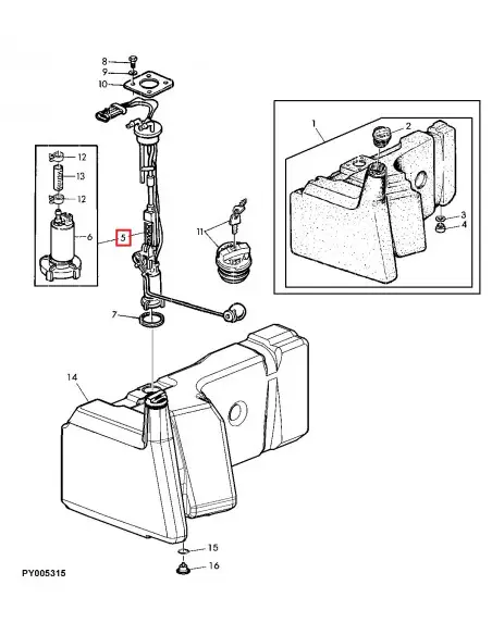 Aforador Eléctrico del Depósito para Tractores John Deere Serie 6000, 6005, 6010 y 6020