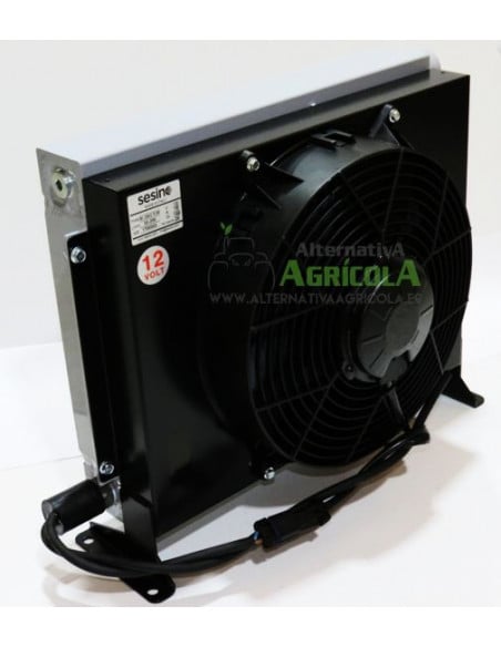 Radiador Sesino para  enfriar hasta 200 Litros  aceite hidráulico con electroventilador 12V