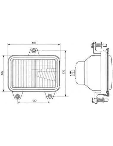 Faro delantero Tractores Fiat 65-94, 72-94, 88-94, F100, F110, F115, F120, F130 y F140