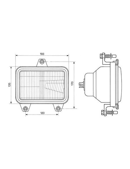 Faro delantero Tractores Fiat 65-94, 72-94, 88-94, F100, F110, F115, F120, F130 y F140