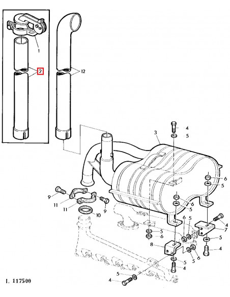 Tubo de Escape Recto para Tractores John Deere Series 40 y 50
