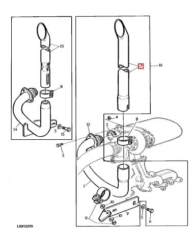 Tubo de Escape Sistema Vertical para Tractores John Deere Series 6000, 6005, 6010 y 6020